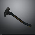 Durable Metal Head Axe with Green Handle and Orange Stripe on Dark Background
