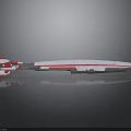 Futuristic Red And White Streamlined Aerospace Spaceship Model With Reflection