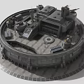 Futuristic Gray Industrial Circular Base Structure With Multi Level Platforms And Equipment 3d model