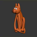 Orange Cartoon Cat 3D Model With Long Body Limbs Sitting On Black Surface