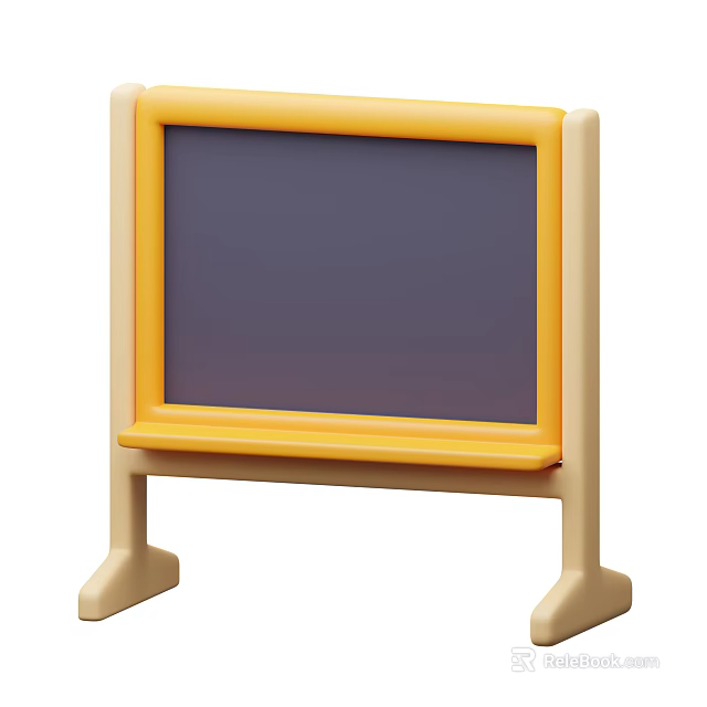 Yellow Frame Chalkboard Decorative Ornament Set With Stand For Home 3d model 