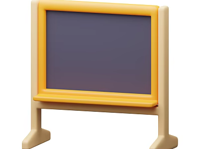 Yellow Frame Chalkboard Decorative Ornament Set With Stand For Home 3d model