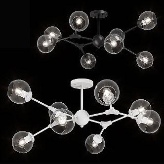 Modern chandelier bright star Beta glass transparent cover 3d model