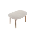 Modern Simple Stools With Wooden Legs And Light Gray Fabric Seats