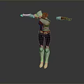 Fantasy Warrior Character in Red and White Outfit with Metal Knee Guards and White Boots