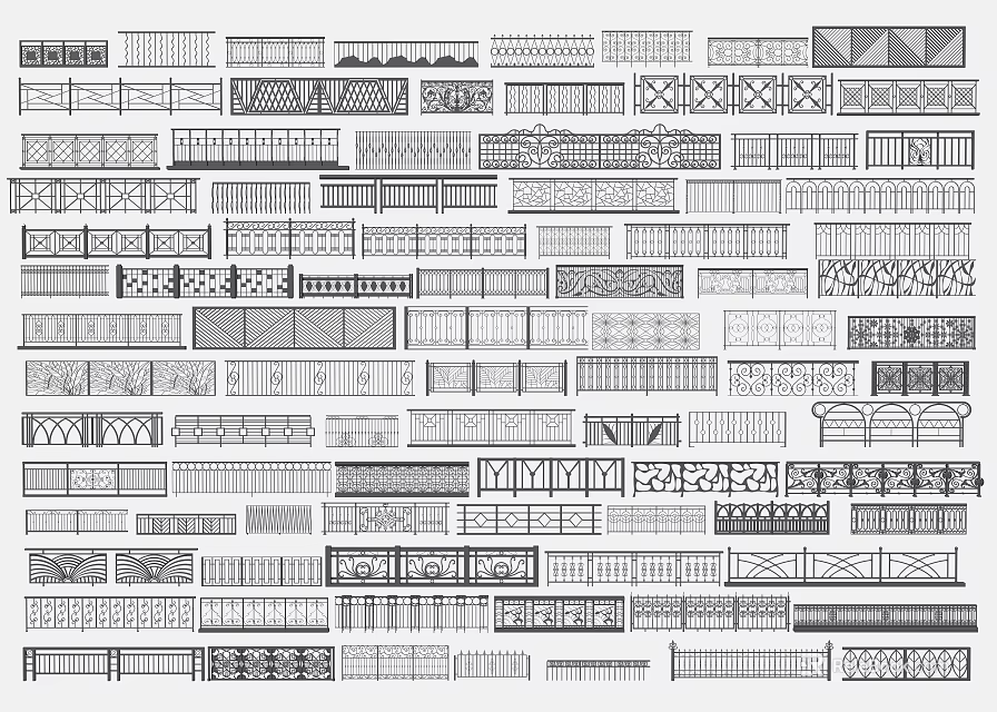 Various Fence Designs Showcasing Different Structural Patterns And Decorative Styles 3d model 