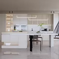 Modern Kitchen Interior With Spacious Island Counter Cabinets And Pendant Lighting Fixtures