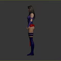 A Woman in Purple Tight Bodysuit with Red Belt Leg Wraps and Purple Arm Wristbands