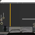 Elegant Modern Bedroom Interior With Black And Gray Large Bed Pendant Lights Wardrobe And Rug