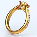 Elegant Gold Jewelry Ring With Main Diamond And Twisted Band Side Diamonds Design