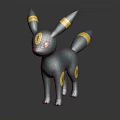 Animated Blue Creature Character With Yellow Markings Pointed Ears And Striped Tail 3D Model Figure