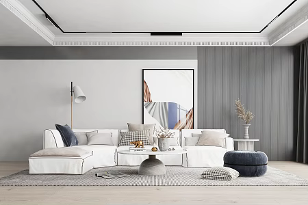 Modern Living Room Minimalist Home 3d model