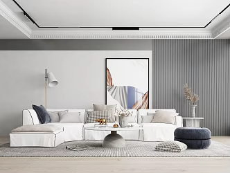 Modern Living Room Minimalist Home 3d model