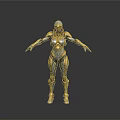 Gold And Silver Robot With Full Body Armor Standing Pose Against Gray Gradient Background 3d model