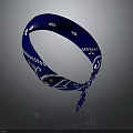 Blue Cotton Bandana With White Patterns For Daily Use Accessory
