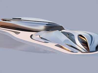 Futuristic Silver Concept Car With Sleek Aerodynamic Design And Smooth Metallic Surface 3d model