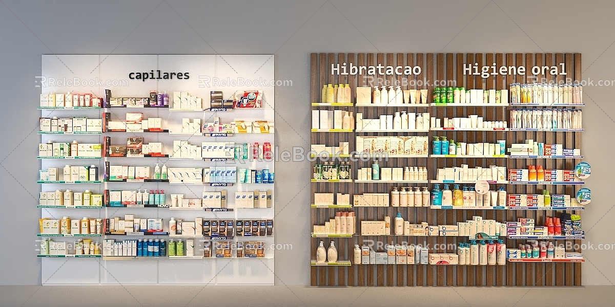 Wash and Protection Supplies Supermarket Shelves Daily Supplies Supermarket Goods Showcase Shelves Supermarket Display Shelves Display Racks Daily Supplies Display 3d model