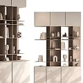 Modern Minimalist Bookcase Shelving With Open Compartments Books And Decorative Artworks