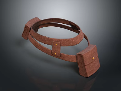 Brown Leather Bag With Adjustable Straps Metal Buckles And Minimalist Design 3d model