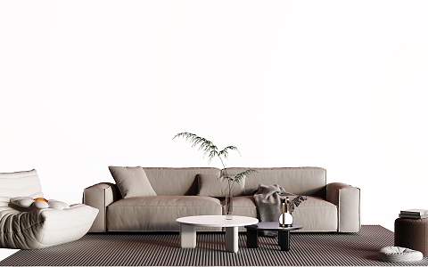 Modern Sofa Coffee Table Combination Poetry Fabric Sofa 3d model