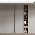 Modern Sliding Door Wardrobe with Open Compartment for Books and Decorative Items