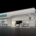 Siemens Modern Exhibition Booth With White Structure And Display Counter Area