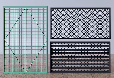 Barbed wire fence industrial wind iron railing partition fence 3d model