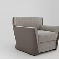 Single Sofa Gray Fabric And Brown Frame Modern Minimalist Comfortable Seating Design 3d model