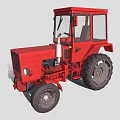 Red Agricultural Tractor With Enclosed Cab And Large Wheels For Farming Use