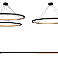 Modern Pendant Lights With Circular And Linear Designs Illuminated By Sleek Strips 3d model