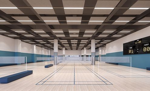 modern badminton court 3d model