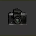 Vintage Kiev Film Camera With Black Silver Body And Green Reflective Lens
