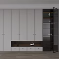 Modern Wardrobe Design With White Cabinetry Glass Door Drawers And Storage Space