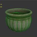 Rustic Textured Flower Planter With Ribbed Design Wide Rim And Weathered Surface