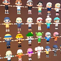 Diverse Cartoon Characters With Various Hairstyles And Colorful Outfits Collection