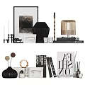 Elegant Modern Ornamental Decor Set With Vase Candles Books Photo Frame And Sculpture