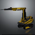 Compact Yellow Tracked Construction Equipment Featuring Extended Arm And Front Tool