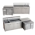 Stainless Steel Commercial Kitchen Workstation With Sink Storage Cabinets And Refrigeration Unit