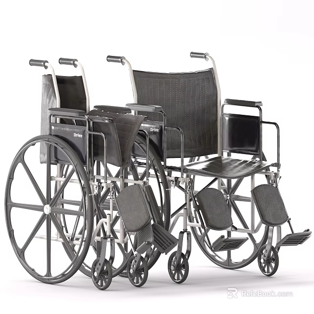 Durable Medical Wheelchair Equipment With Armrests And Footrests For Mobility Aid 3d model 