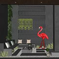 Modern Patio Courtyard View 3d model