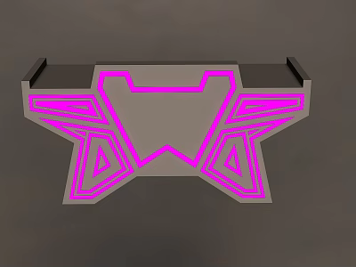 Modern Commercial Equipment Countertop With Pink Glowing Lines And Geometric Design 3d model