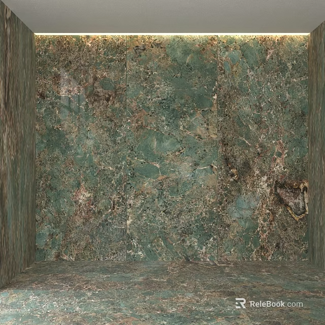 Green Marble Textured Component With Wooden Frame And Natural Patterns 3d model