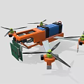 Multirotor Drone with Orange Blue Body Green Propellers and Motors