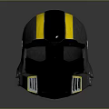 Black And Yellow Striped Tactical Helmet With Shiny Surface And Modern Design