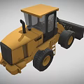 Yellow Heavy Duty Loader With Large Front Bucket And Black Tires Cab