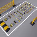 Yellow And Black Road Facilities Including Guardrails Speed Bumps And Barriers