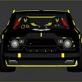 Black Sports Car With Yellow Accents Scorpion Logo Rear Spoiler And Drift Design
