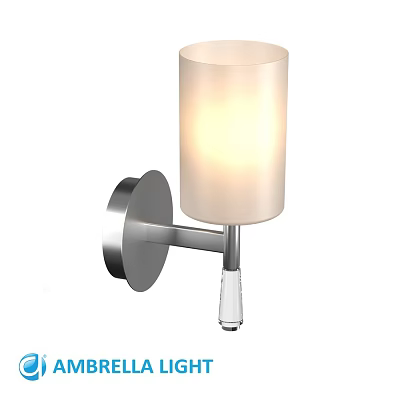 Modern Wall Lamp With Cylindrical Light Colored Shade Silver Metal Base And Soft Lighting 3d model