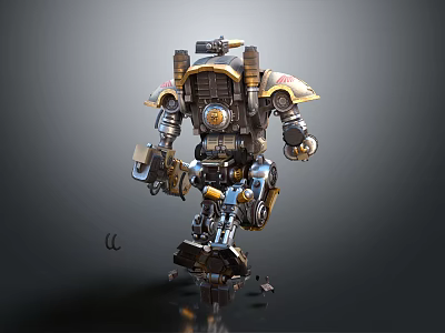 Smart Machine With Mechanical Humanoid Structure Metallic Armor Gears And Complex Design 3d model