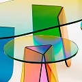 Colorful Transparent Glass Coffee Tables Modern Design With Vibrant Colored Legs